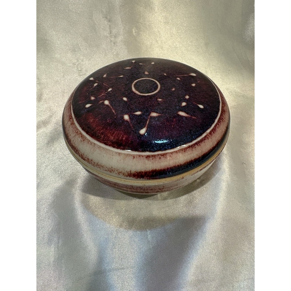 Vintage Studio Art Pottery Hand Painted Made Covered Dish Bowl Trinket Signed
